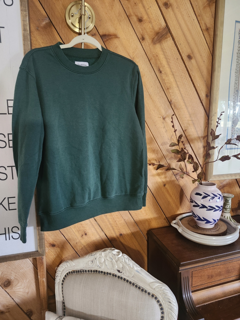Goodfellow Men’s Forest Green Crewneck Sweatshirt Holiday M Classic Heritage - Picture 2 of 4
